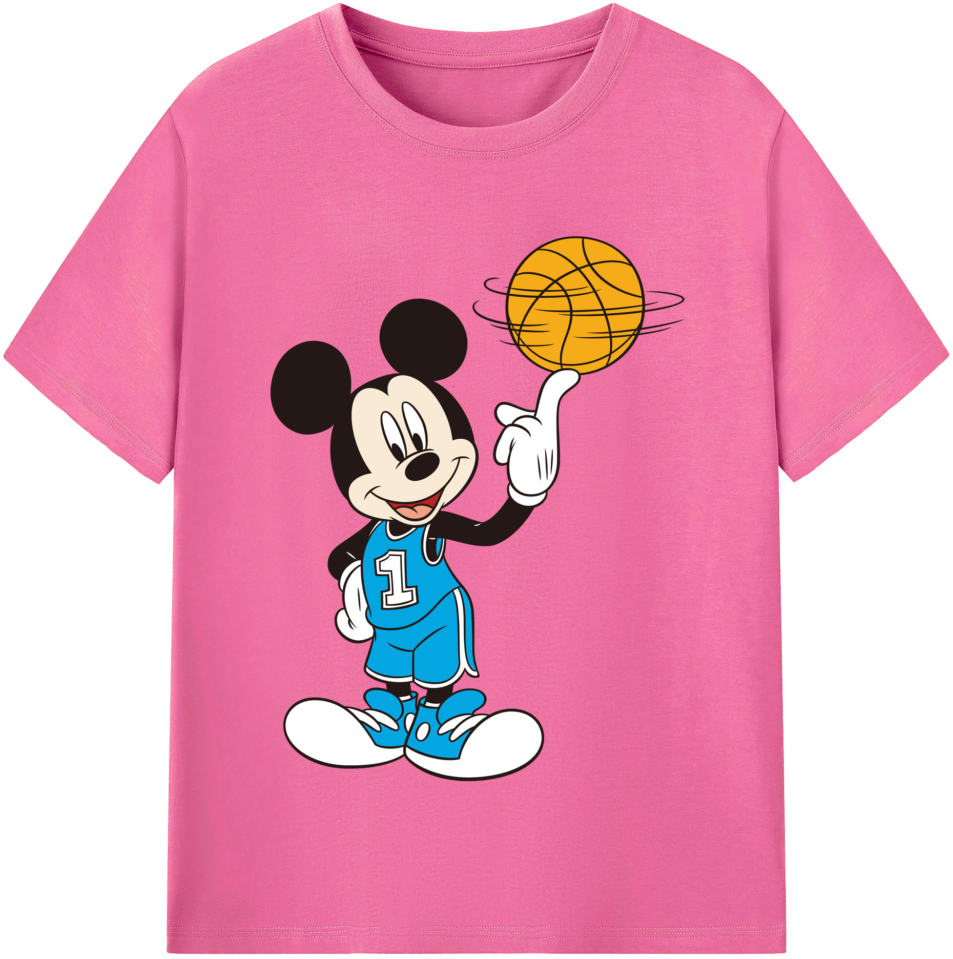 （画像用） ミッキーマウス Mickey Mouse レディースカジュアルプリントTシャツ（綿100％）